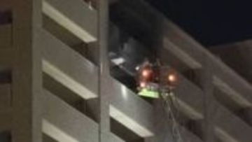 岡山市中心部のマンション13階で火災　男性1人が意識不明の状態で搬送