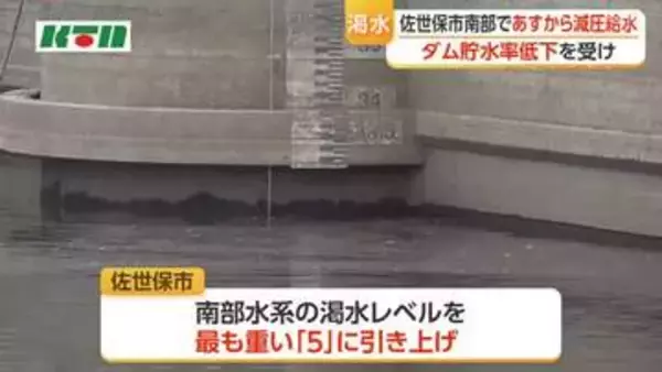9月3日から給水制限　佐世保市渇水レベル引き上げ　南部地域で減圧給水へ