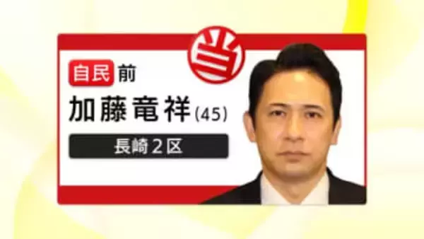 【衆院選】長崎2区・加藤竜祥さん3回目の当選果たす「しっかり課題に向き合い前進させたい」