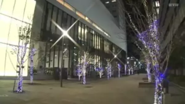 スタジアムシティへ続く“Vロード”にイルミネーション点灯 「Ｖ長崎」「長崎ヴェルカ」の応援気運を