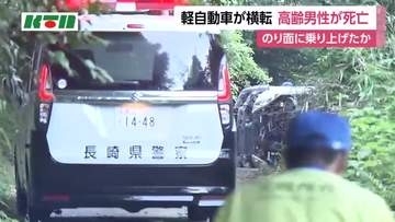 カーブを曲がろうとしてのり面に乗り上げ車が横転　運転していた84歳男性が死亡