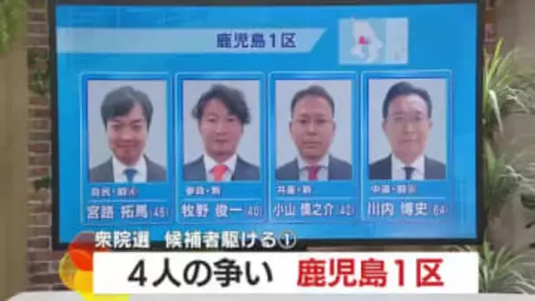 【衆院選】候補者駆ける　＜1＞ 4人の争い　鹿児島1区