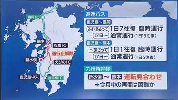 【九州道再開】高速バスも再開の動き　九州新幹線は新水俣ー熊本間で運転見合わせ続く