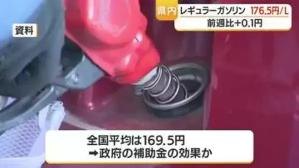 ガソリン価格、鹿児島県内は176.5円に微増　全国平均169.5円