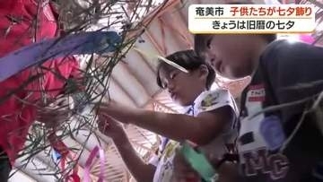 8月19日は旧暦の七夕　奄美市で子供たちが七夕飾り