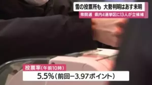 衆院選 　雪の中、鹿児島市でも投票、大勢判明は9日未明の見通し