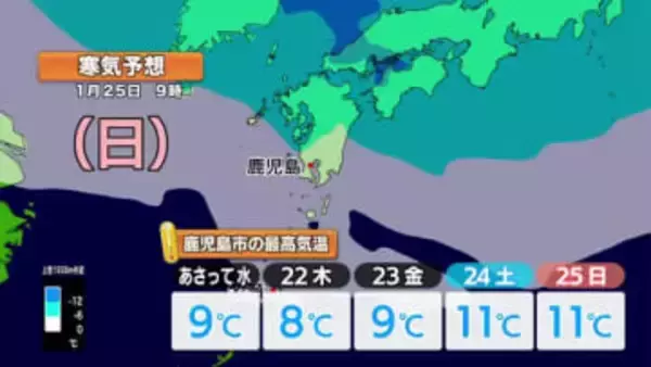 【動画・かごしまの天気1/19】鹿児島で今季初の20℃超え、週後半は大寒波到来の見込み 　平地でも雪の可能性