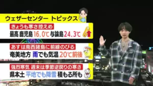 【動画・かごしまの天気2/5】6日は広範囲で傘が必要に　週末は「今季最強クラス」の寒気で平地でも雪の可能性