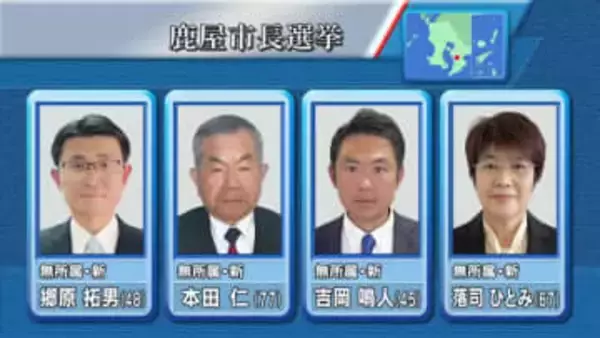 １２年ぶりの新市長決める　鹿屋市長選挙新人４人の争い　鹿児島