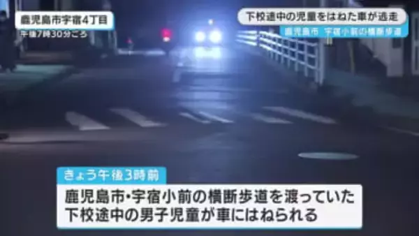 鹿児島市・宇宿小前の横断歩道　下校中の男子児童をはねた車が逃走　ひき逃げか