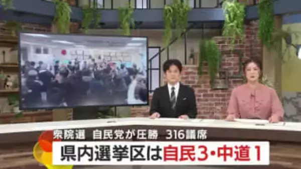 衆院選　自民党が圧勝　316議席　鹿児島県内選挙区は自民3・中道1