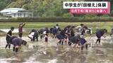 「中学生が「田植え」体験　泥の「柔らかいところと固いところ」感じながら丁寧に植える作業　順調なら８月下旬に稲刈りも　和歌山・新宮市」の画像1