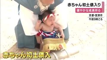 赤ちゃんが“見えない神様”を相手に相撲を取る「赤ちゃん初土俵入」開催　約300人の赤ちゃんが初土俵を踏む　「土俵の土を体に付けるとたくましく育つ」言い伝え　江戸時代から続く秋の伝統行事　京都・宮津市