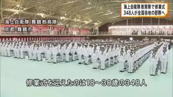 海上自衛隊舞鶴教育隊で修業式　１８～３０歳の３４８人が全国各地の部隊へ　自衛官としての第一歩