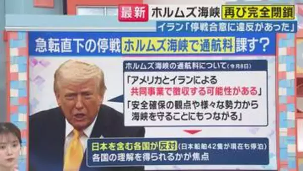 また「ガソリン価格上昇」の可能性も？イラン側が停戦条件に挙げる「ホルムズ海峡の通航料」トランプ大統領が「共同作業で徴収する可能性」発言　日本など反対の国も多い中