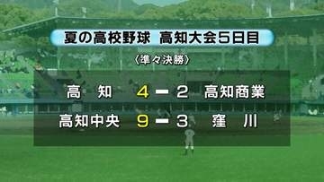 夏の高校野球高知大会5日目 ノーシードの高知、第４シードの高知中央が準決勝進出　第１シードの高知商業、快進撃の窪川は準々決勝で敗れる