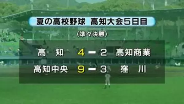 夏の高校野球高知大会5日目 ノーシードの高知、第４シードの高知中央が準決勝進出　第１シードの高知商業、快進撃の窪川は準々決勝で敗れる