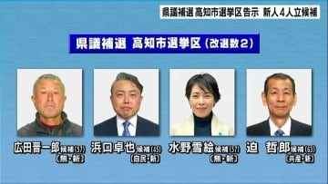 衆院選と同じ2月8日投開票　県議補選高知市選挙区告示　新人4人が立候補
