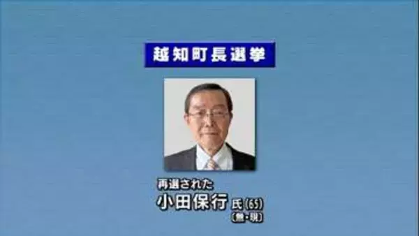 「これからが越知町の正念場」高知・越知町長選挙　現職の小田保行氏が４期目の当選果たす　投票率は70.20％で12年前の前回を7.57ポイント下回り過去最低に