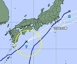 【速報】【台風7号】京都府、27日昼過ぎ最接近　京都市・長岡京市で雨量200ミリ超え、大雨の見通しは