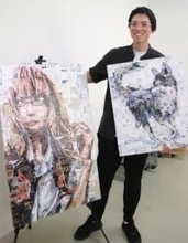 「コラージュアーティスト」SNS発信で人気　紙片重ね絵画に、海外からも注文