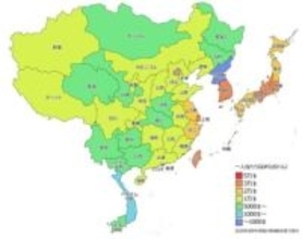 中国・各省の成長がすごい…東アジア・各都市の一人当たりGDPを可視化したマップが話題に