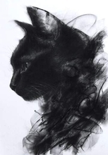 「木炭で描いた黒猫」の絵に称賛の声「黒なのに濃淡があるのがすごい」「言葉にならない何かが伝わってくる」