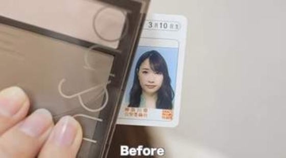 免許証の写真「前回より盛れた！」→立体感ピーチメイクでこんなに変わる！？「私も真似させて頂きます」