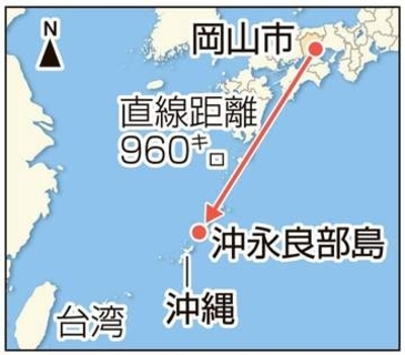 沖永良部島で捕獲されたチョウ、約1000キロ飛んだ個体だった　岡山でマーキングした女性「羽ボロボロでも再会できて胸がいっぱい」
