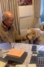 愛犬とおじいさんの微笑ましいやりとり「ずっと見ていたい」「本当の孫みたい」「優しい時間が流れてる」