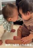 「1歳の双子、2週間ぶりにお兄ちゃんが退院　大喜びの妹と額をこつん♡「天使の笑顔！」「絆がすごい」」の画像1