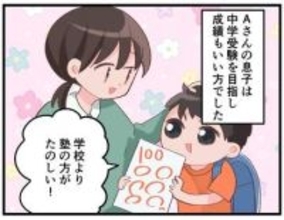【漫画】中学受験塾で最上位クラス→合格したのは第三志望→入学後成績は低迷　息子の学力ピークは小学生だった？