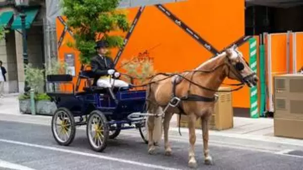 明治時代にタイムスリップ？　神戸・旧居留地を進む馬車に観光客びっくり
