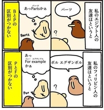 イギリス人の友達「なんでLとRがわかんないわけ？」日本人の私「…」　気にすんな！エジプト人はBとP、フィリピン人はPとFを区別しない【漫画】