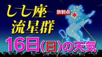 【しし座流星群 ２０２５】 あす夜 雪が降るところも できれば今夜チャレンジしよう「時間帯は何時がいい？・放射点の方角・観察のポイント」全国各都市の週間予報（次の３連休まで）  スマホで流星を撮るには