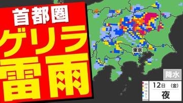 【東京首都圏】警報級 大雨のおそれ  １２日（金）ゲリラ雷雨注意　気象庁「気象解説情報」【雨・発雷確率シミュレーション ／ 大雨警報と土砂災害警報の可能性】東京・神奈川・埼玉・千葉・群馬・栃木・茨城・山梨・長野