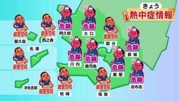 鹿児島市・鹿屋市34度予想　鹿児島県内で4日ぶり熱中症警戒アラート　薩摩、大隅、種子島・屋久島地方に発表