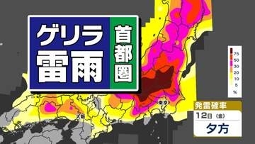 【東京首都圏 ゲリラ雷雨】天気の急変　雷雨に注意　寒気南下「傘を必ず」【雨シミュレーション ／ 週間予報】東京・神奈川・埼玉・千葉・群馬・栃木・茨城・山梨・長野