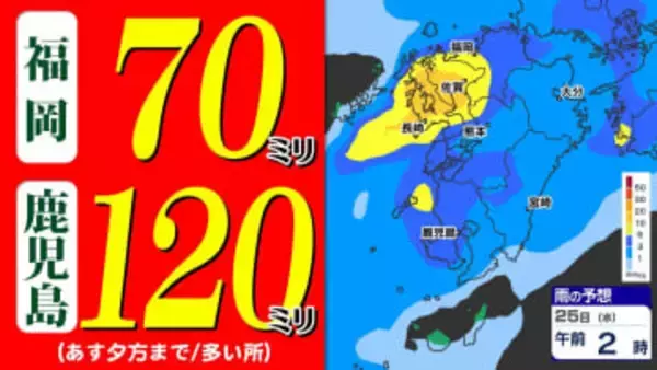 【九州 激しい雨おそれ】福岡70ミリ  鹿児島120ミリ  国公立大受験生「時間に余裕を持って」出かけよう【３０分ごとの雨シミュレーション ／九州各都市の週間予報】福岡・佐賀・長崎・大分・熊本・宮崎・鹿児島