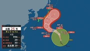 【台風情報】台風25号　気象庁進路予想　20日（日）から21日（月）にかけ本州に接近のおそれ　シルバーウィーク直撃か【全国週間天気予報】