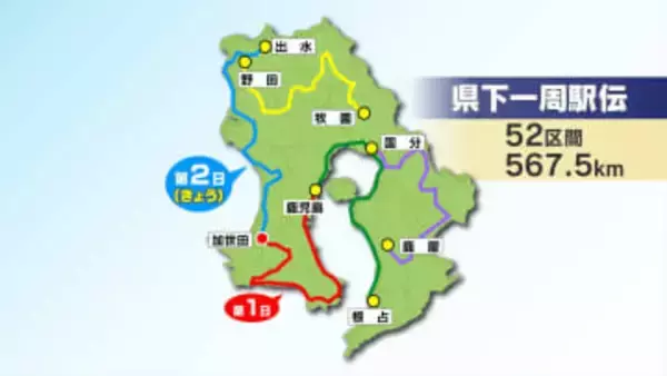県下一周駅伝2日目　初日に続き姶良が日間優勝　鹿児島