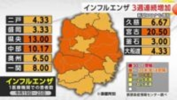 インフルエンザ3週連続増加　新型コロナウイルスも増加　岩手県