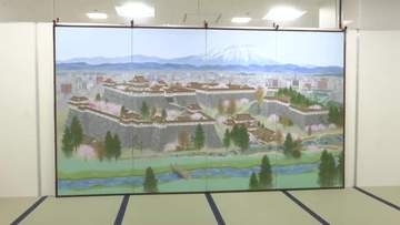 村田林藏さん(岩手・花巻市出身)日本画展　“現代の街並みに盛岡城”の作品も展示　岩手県盛岡市