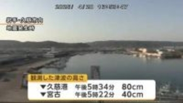 【津波観測】岩手・久慈港で80cm・宮古で40cm・大船渡と釜石で20cm（4月20日午後8時50分時点）