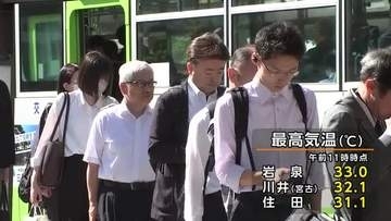岩泉33.0℃など8地点で30℃超えの真夏日　盛岡も真夏日の予想　岩手県