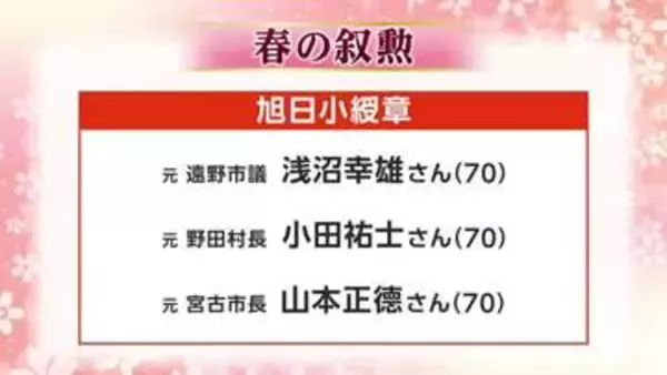 春の叙勲に県内から69人　様々な分野で功績　岩手県