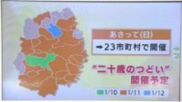 「二十歳のつどい」岩手県は11日開催がピーク　対象者は1万399人、前年度から574人減