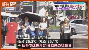 「異常ですね」仙台などで猛暑日 宮城県に熱中症警戒アラート