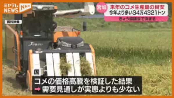 2026年の『コメ生産量』話し合う会議、前年より多い34万4321トンに（宮城県）