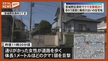 住宅街でクマ目撃相次ぐ ドローンで捜索も発見至らず＜仙台＞